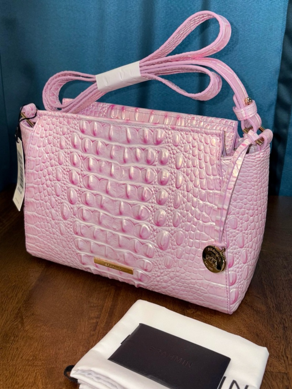 **SOLD**Brahmin NWT Hillary - Rose Water - Croc Embossed - Pearlescent
